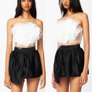 NWOT Par Violet Floral Tribute Sheer Strapless Textured 3D Bustier Size Medium